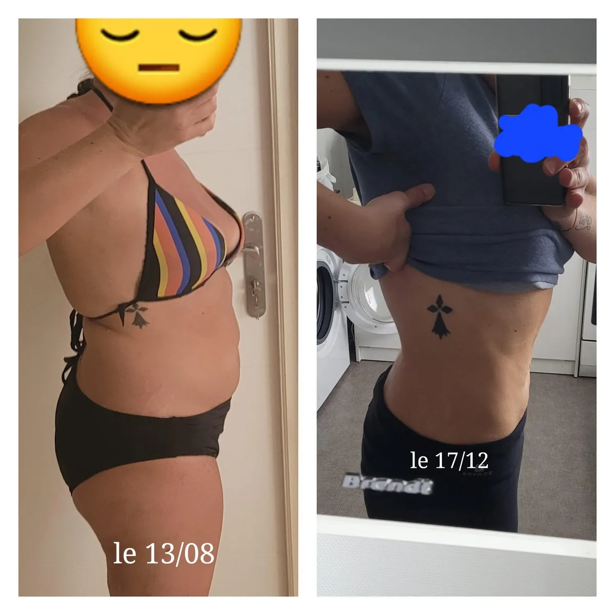 Antes y después de una clienta entre agosto y diciembre
