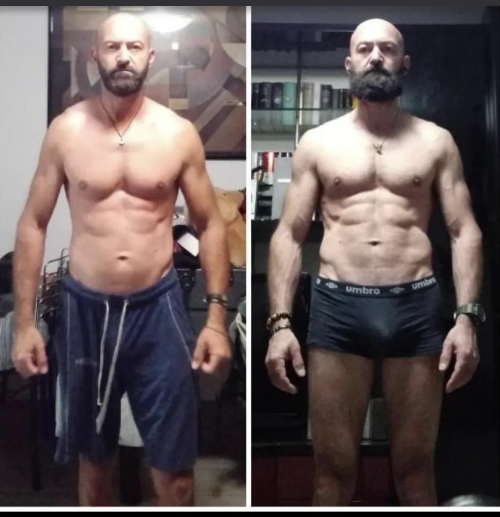 Antes y después de un cliente, vista frontal